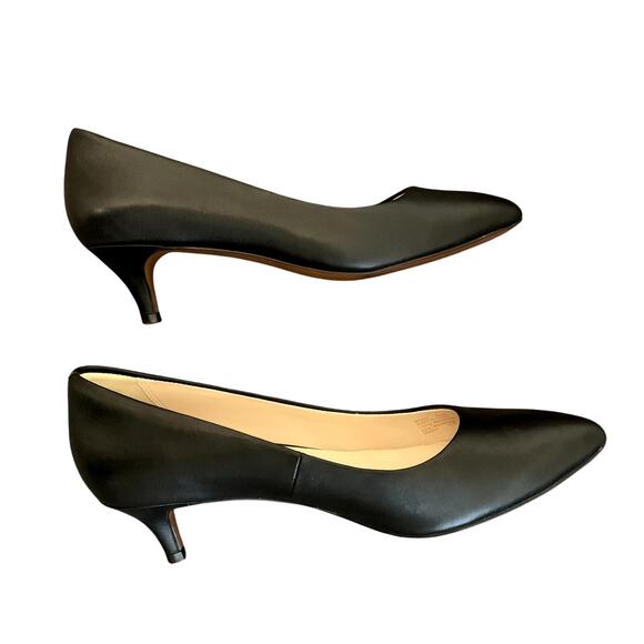Cole Haan Black Leather Pointed Toe Low Heel Quincy Kitten Heel Pumps Size 8.5 M - Picture 3 of 8
